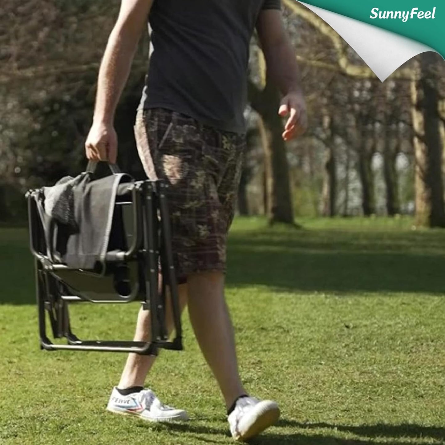 Silla plegable camping gran tamaño con mesa bolsillo