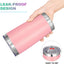Vaso acero inox 20oz con tapa y pajita vacío térmico rosa