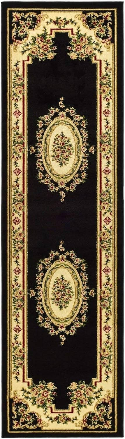 Alfombra pasillo 2'3x8' color negro y marfil