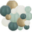 16 Pzas Linternas Papel Verde Salvia Dorado Colgantes Decorativas
