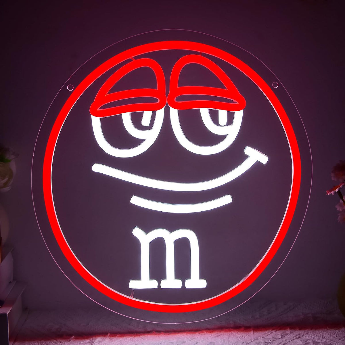 Letrero neón M luces LED chocolate para tiendas y fiestas