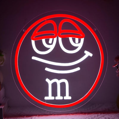 Letrero neón M luces LED chocolate para tiendas y fiestas