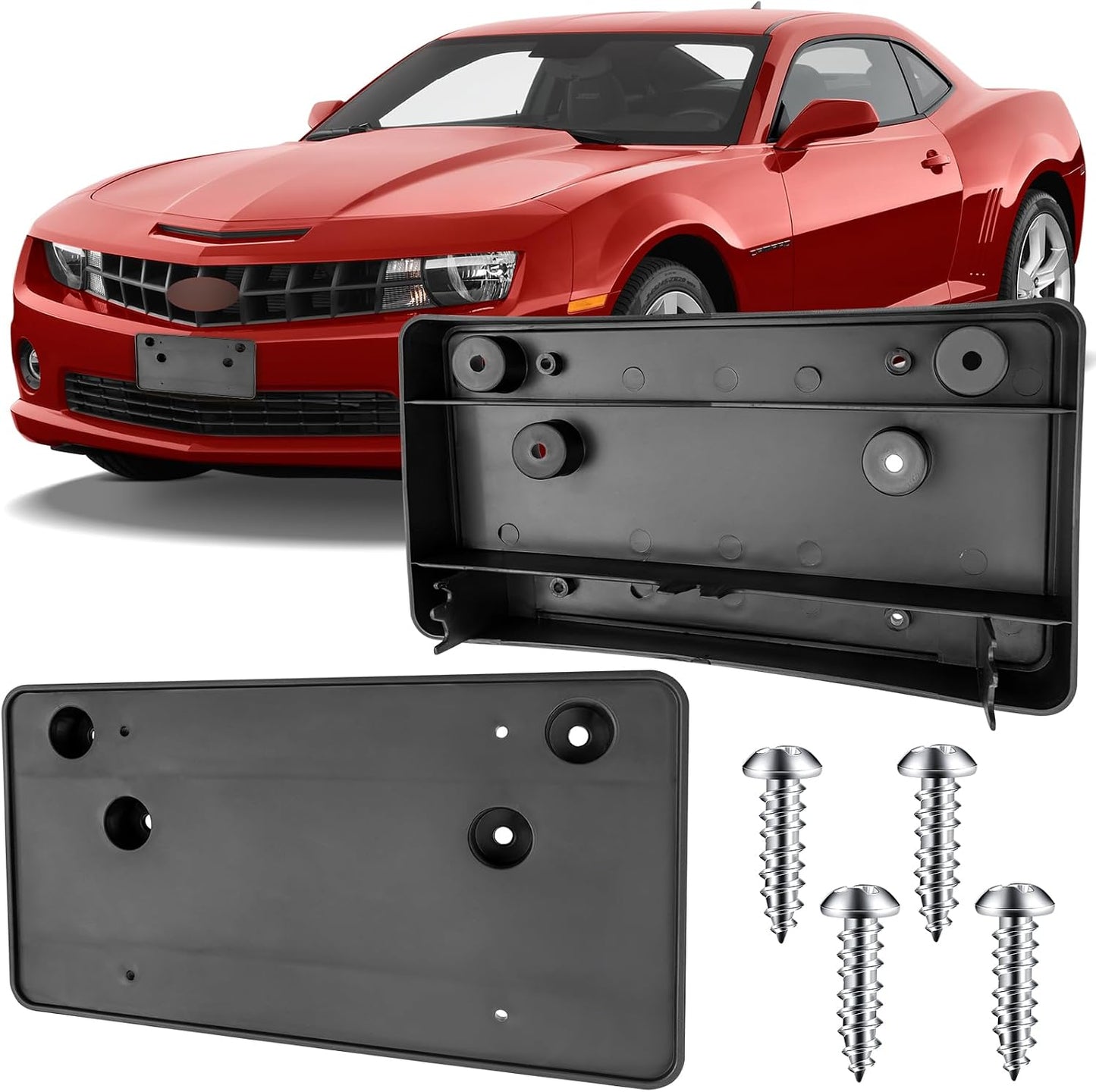 Soporte matrícula Chevy Camaro parachoques negro