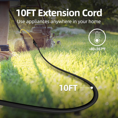 Cable extensión impermeable 3 clavijas 10ft hogar jardín 16AWG