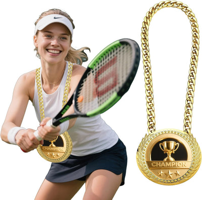 Cadena de trofeo 6" medalla oro grande deportes