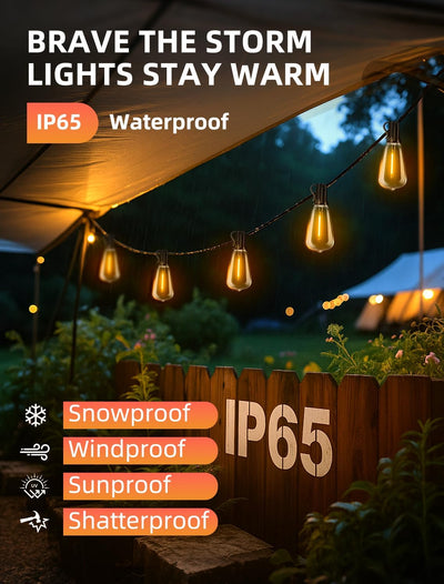 Tira luces patio al aire libre 50ft LED ST38 3 modos control botón