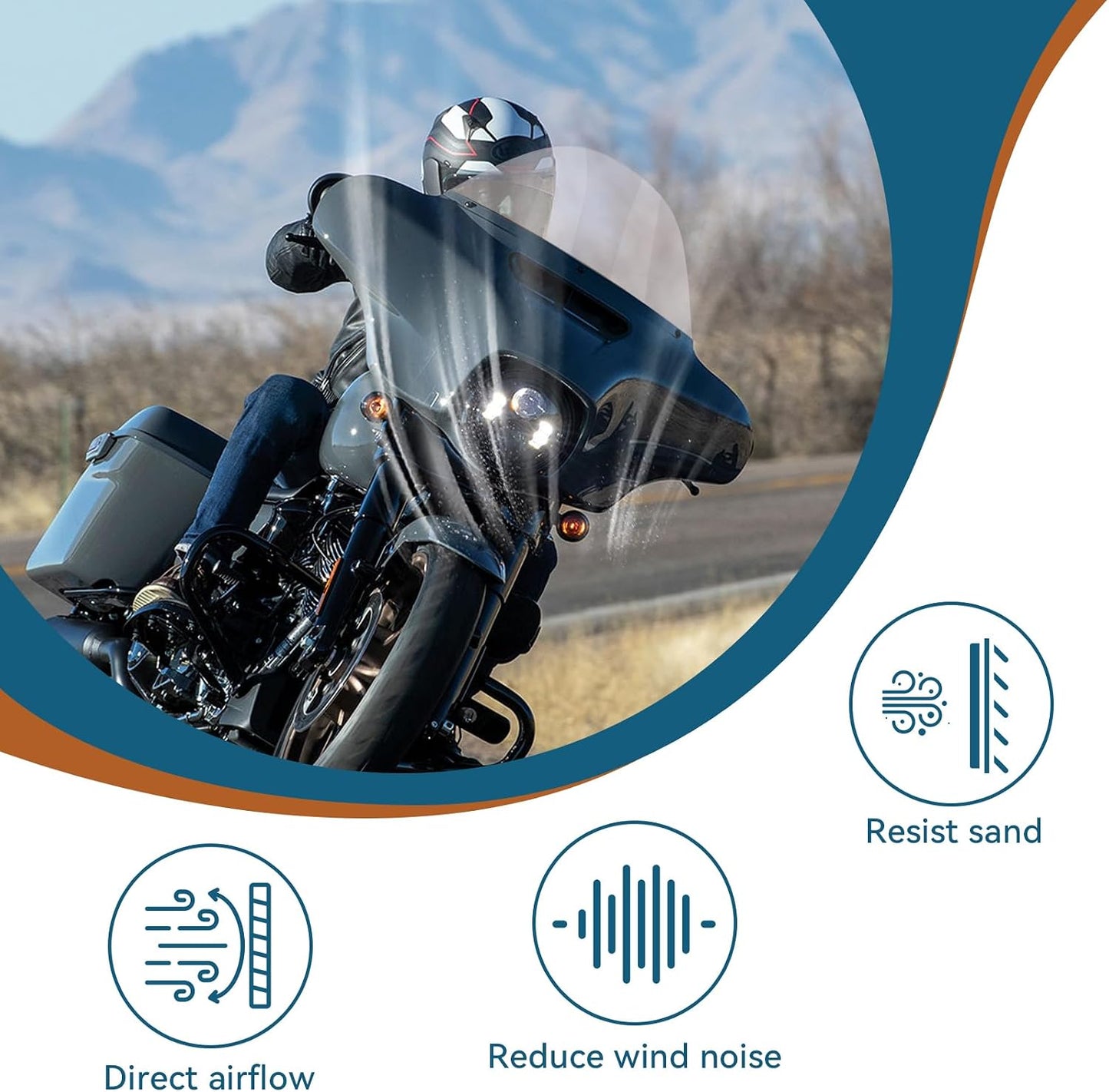 Parabrisas redondo 13" protector viento Harley 96-13