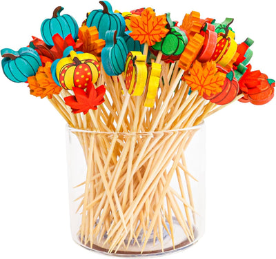 Palillos cóctel 120 pzas brochetas calabaza fiesta otoño