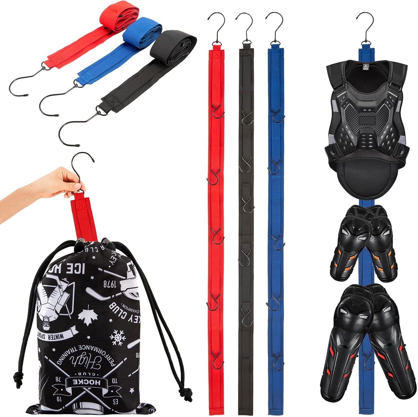 Pack 3 estantes secado hockey con bolsa almacenamiento
