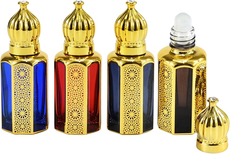 4 Botellas Vidrio 0.4oz con Tapas Viaje Perfume