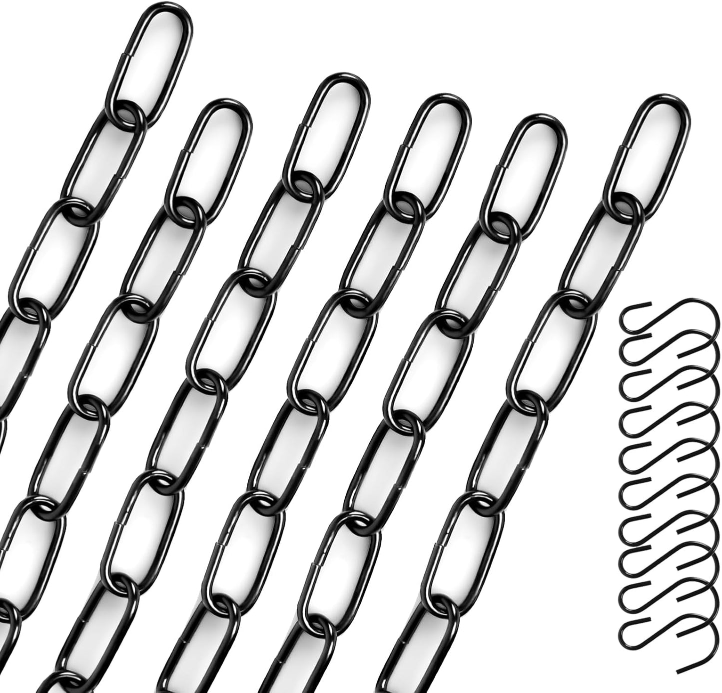 Cadenas colgantes negras 10pulg con ganchos para plantas y macetas