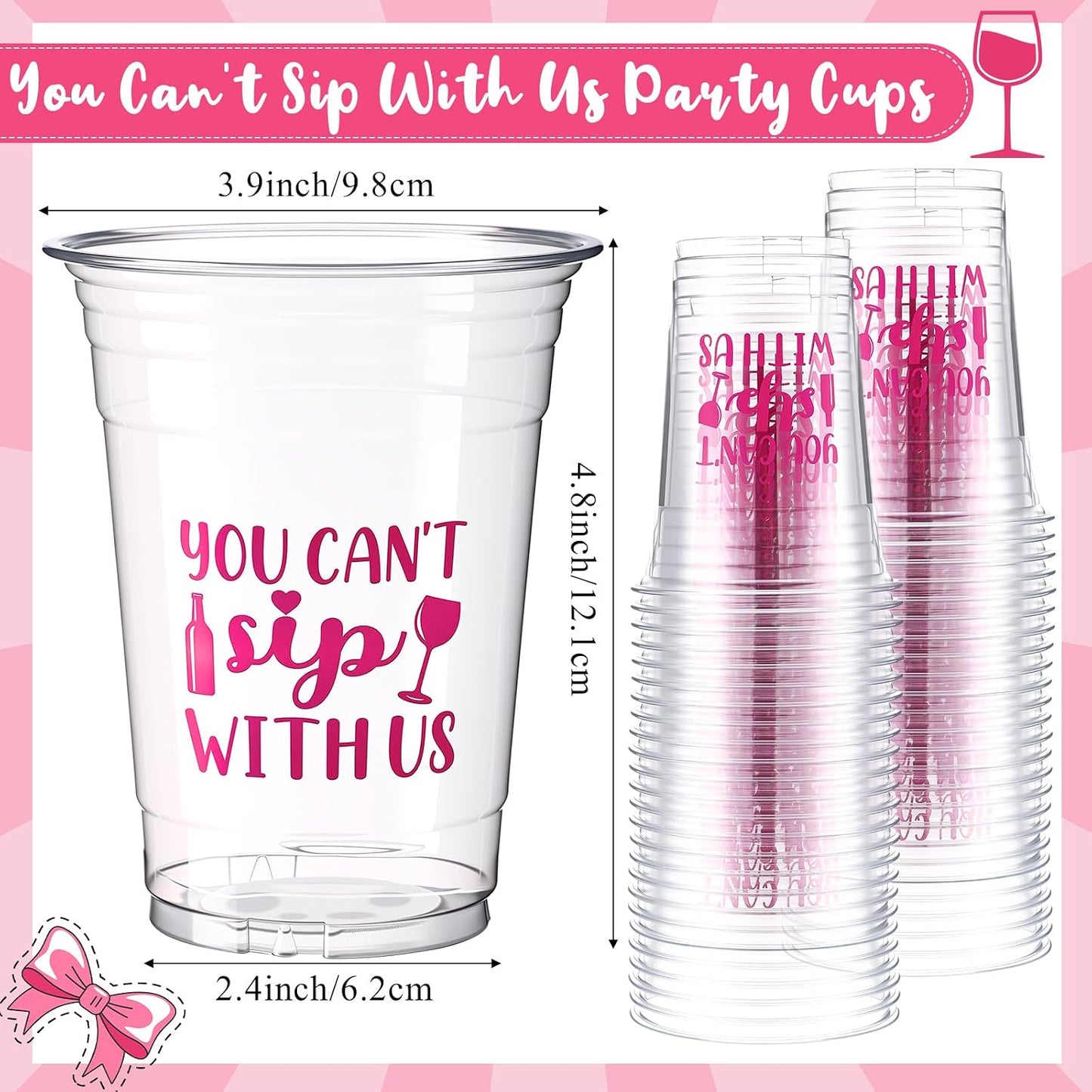 50 Vasos Plástico Transparente 16oz Regalo Soltera