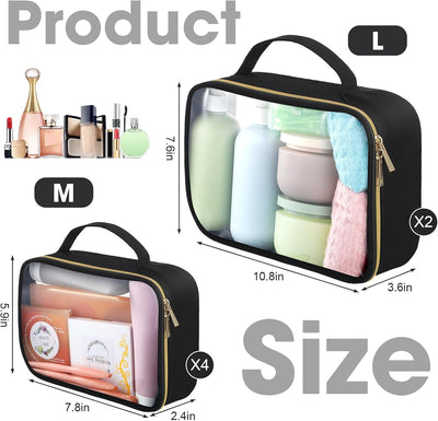 6 Pzas Bolsas PVC Transparentes con Asas para Viaje