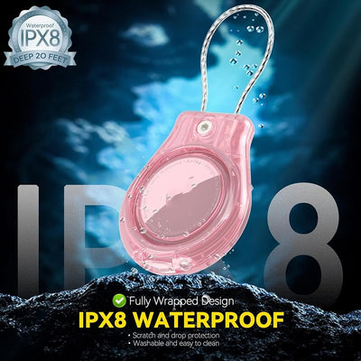 Fundas AirTag impermeable con cable llavero antipérdida rosa