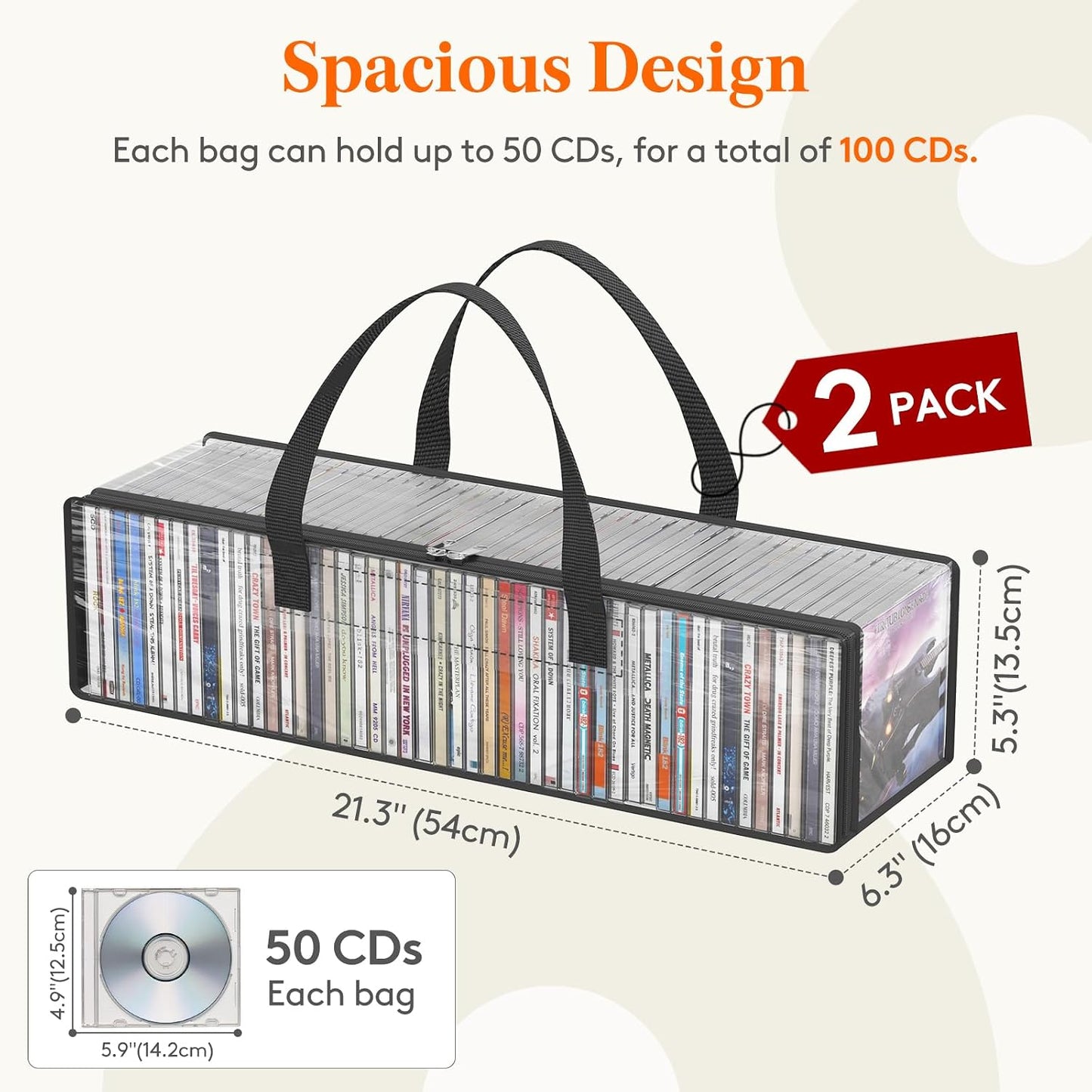 Bolsas PVC transparente para CD con cremallera 2 pzas