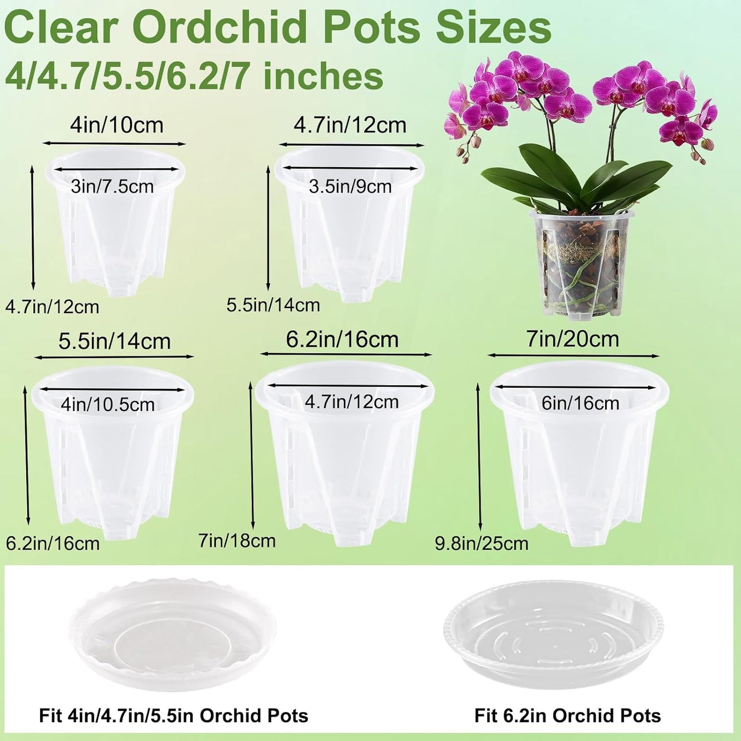 6 Pzas Macetas Plástico 4pulg Orquídeas con Drenaje