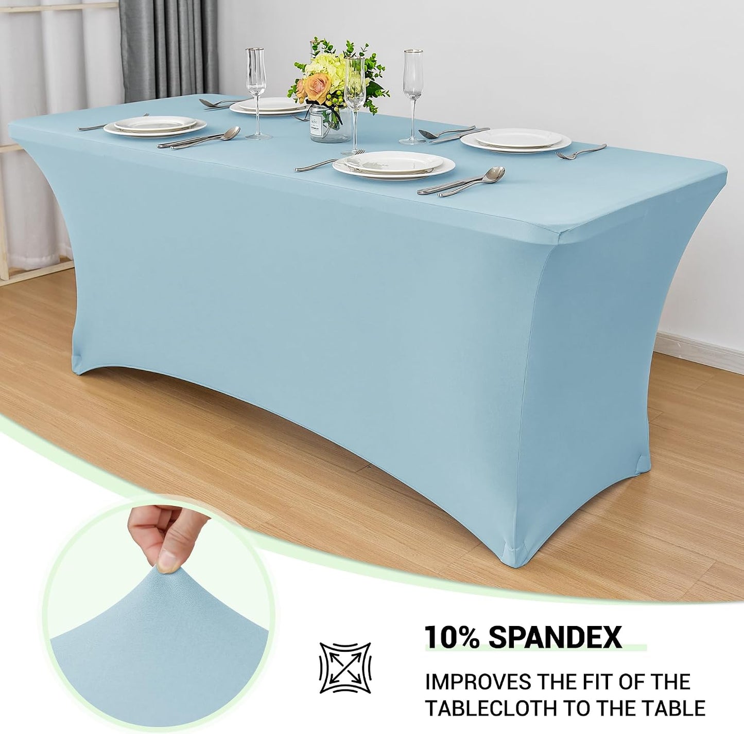 Mantel elastano 8ft pack 2 ajustables azul polvoriento