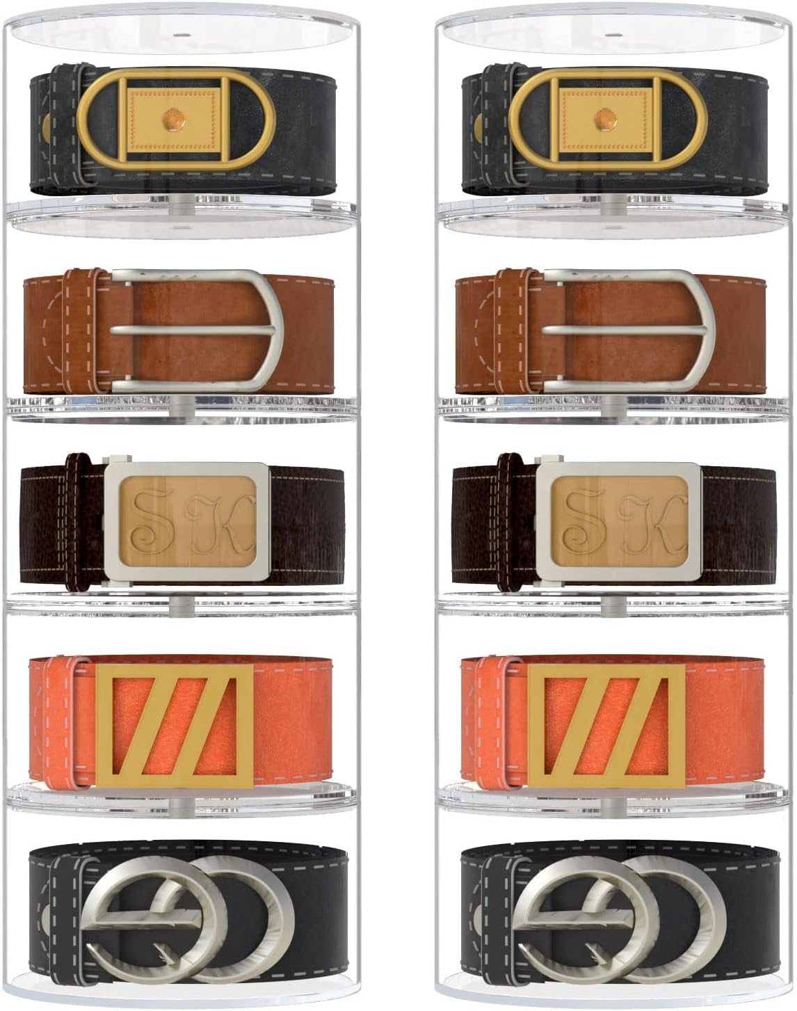 Organiz. cinturones acrílico 10 capas para accesorios