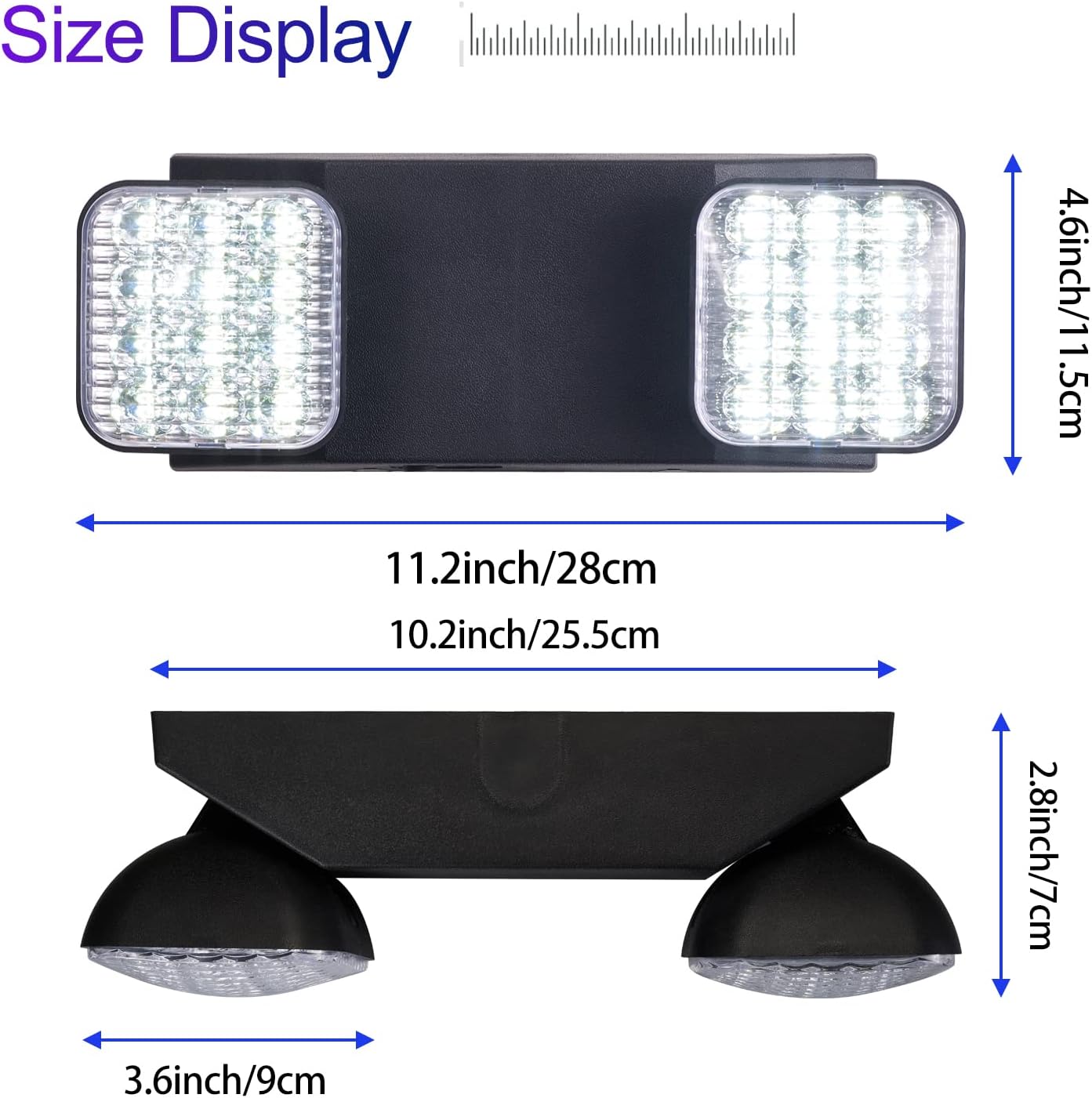 Luces emergencia LED batería ajustables 2 cabezales UL