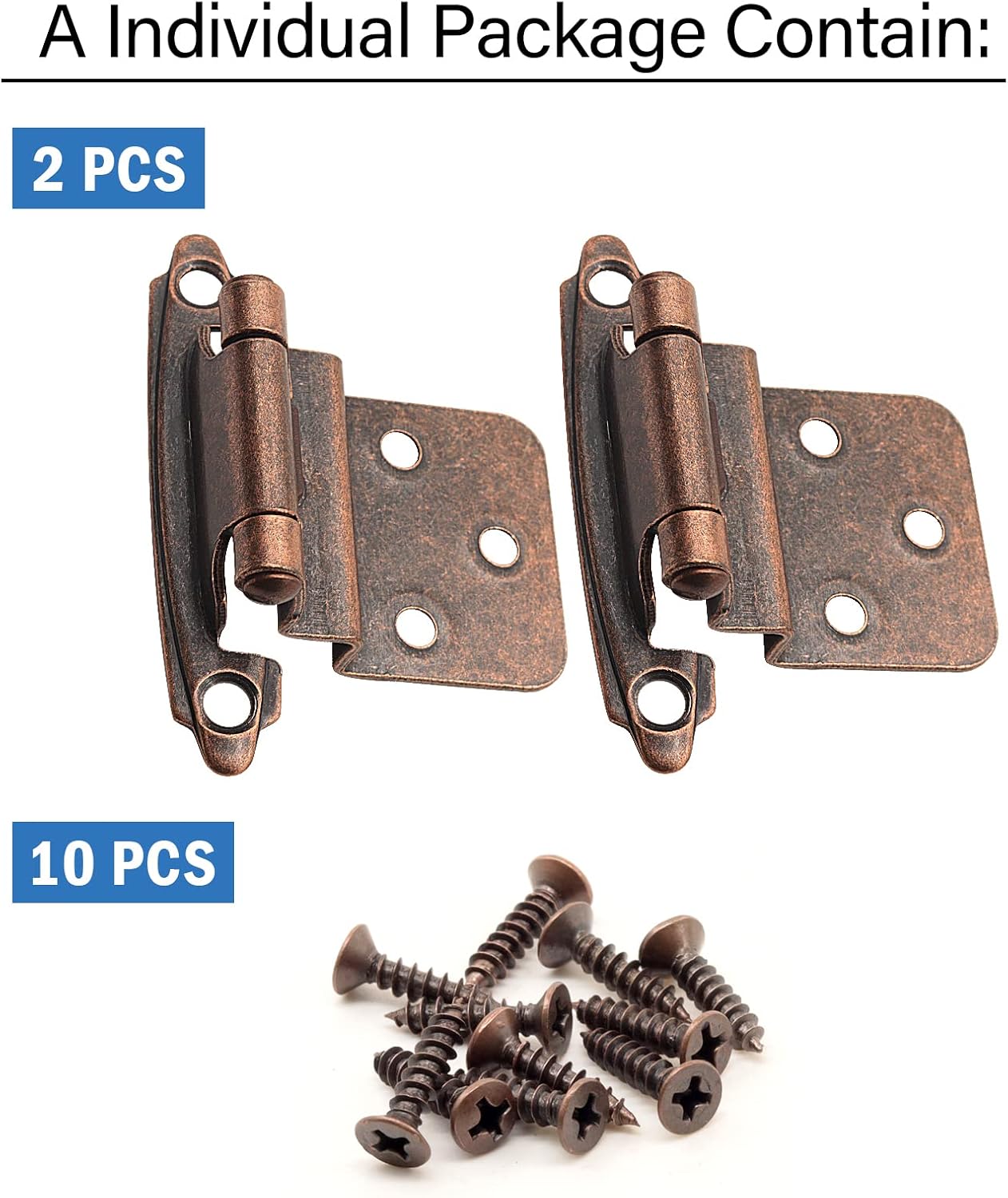 Bisagras empotradas bronce 3/8 pack 50 cierre auto cocina