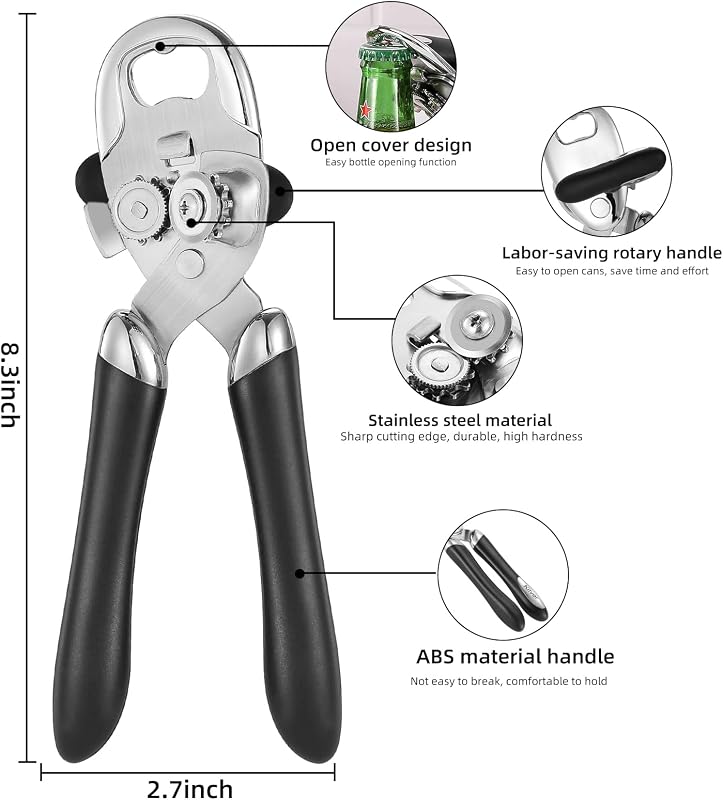 Abrelatas manual multifunción perilla giratoria corte seguro
