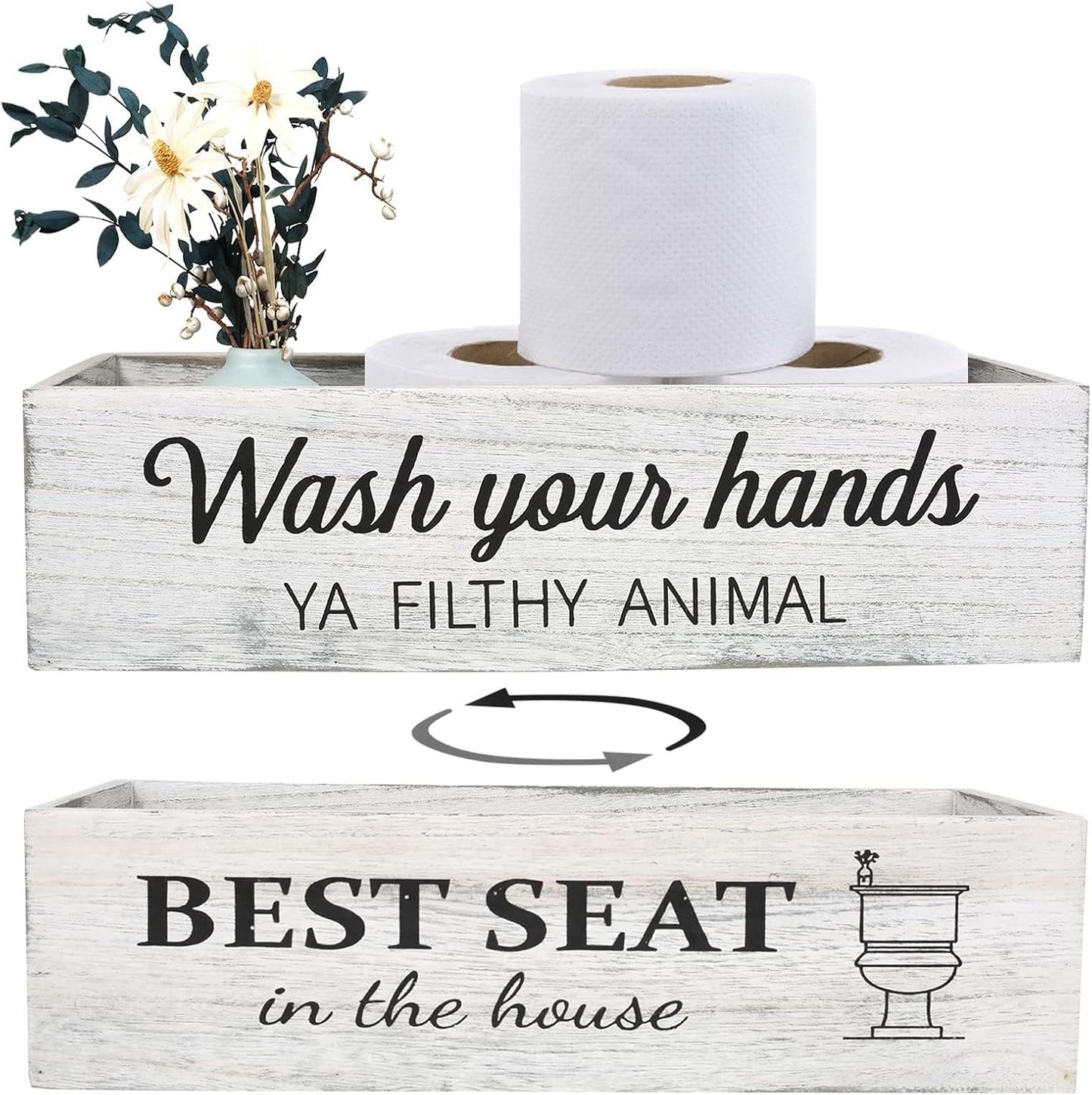 Caja decoración baño cesta papel higiénico señal rústica