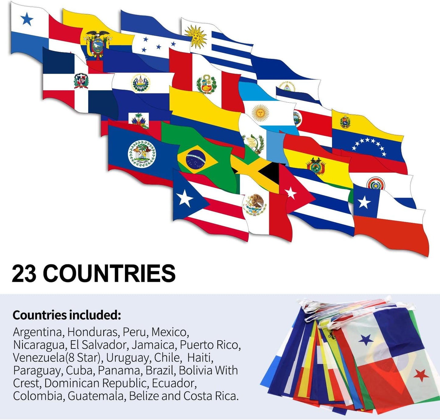 Banderas 23 países América Latina para eventos hispanos y bares