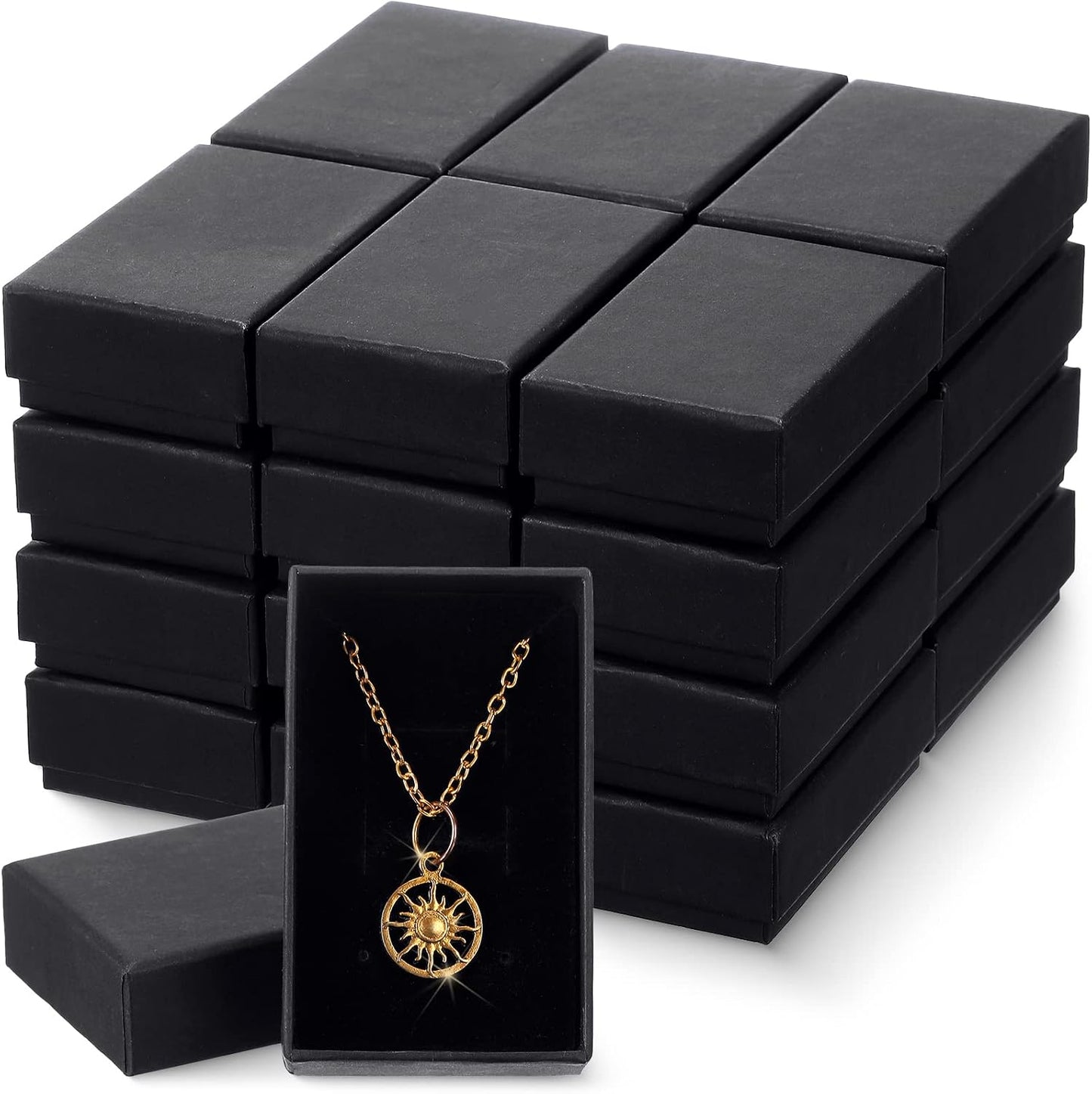 36 Pzas Cajas Regalo Joyería Cartón 3.2x2" Negro