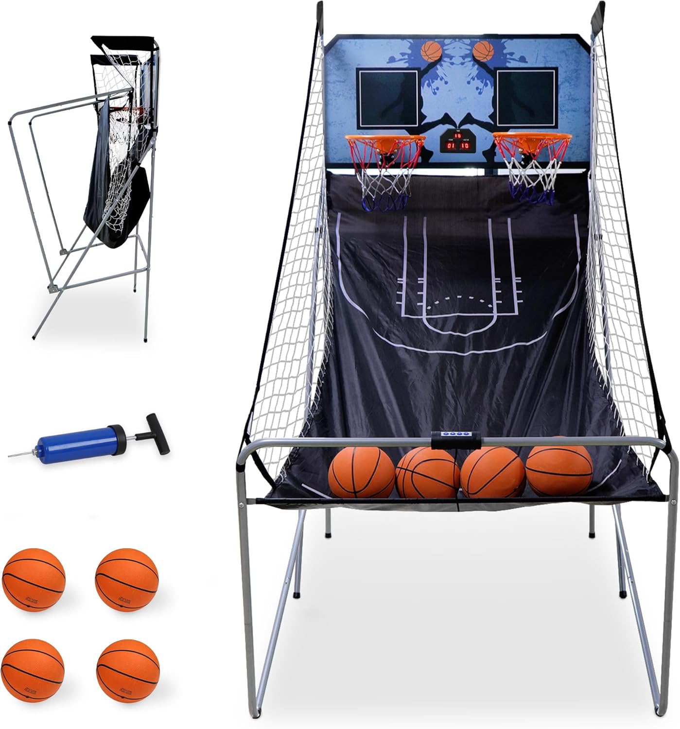 Set Arcade Baloncesto Plegable con 4 Pelotas y Puntuación
