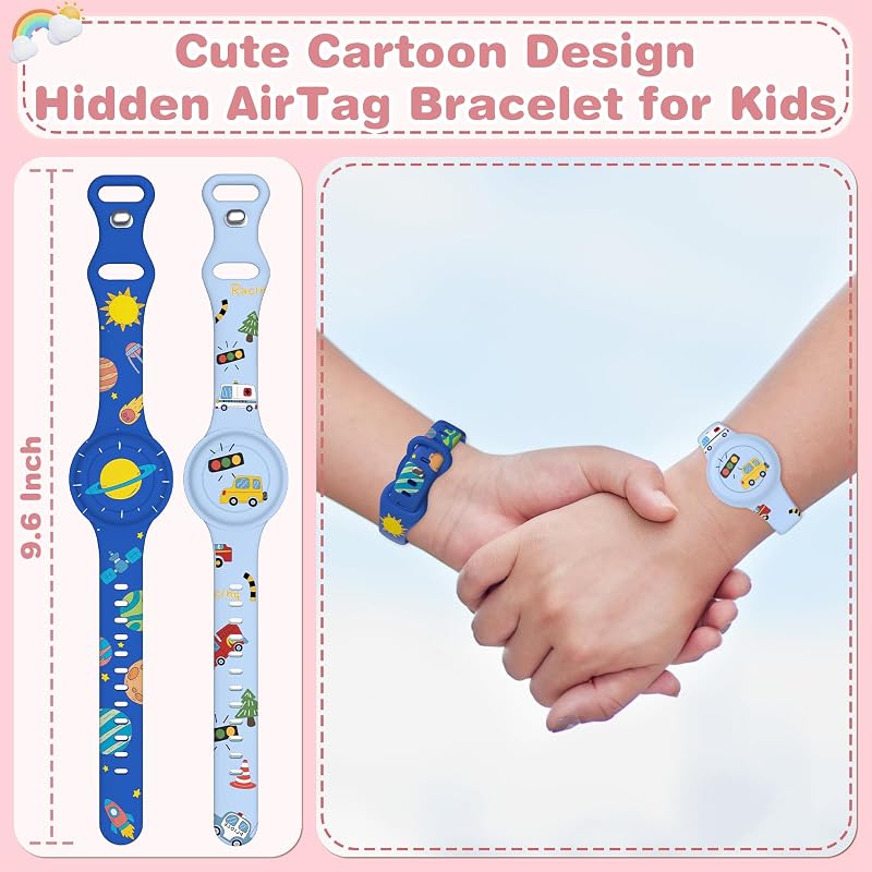 2 Pzas Pulsera AirTag para Niños Silicona Suave