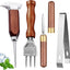 Set 4 picadores hielo acero inox mango madera estilo japonés