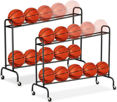 Estante inclinable para pelotas de baloncesto garaje