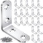Set 20 Soportes L Acero Inox para Estantes Madera 90 Grados