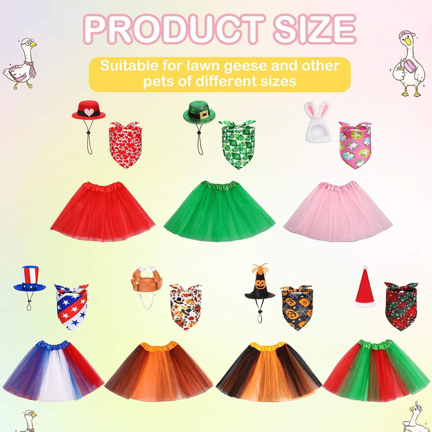 7 Trajes Ganso 23/17pulg para San Valentín Pascua 4Julio