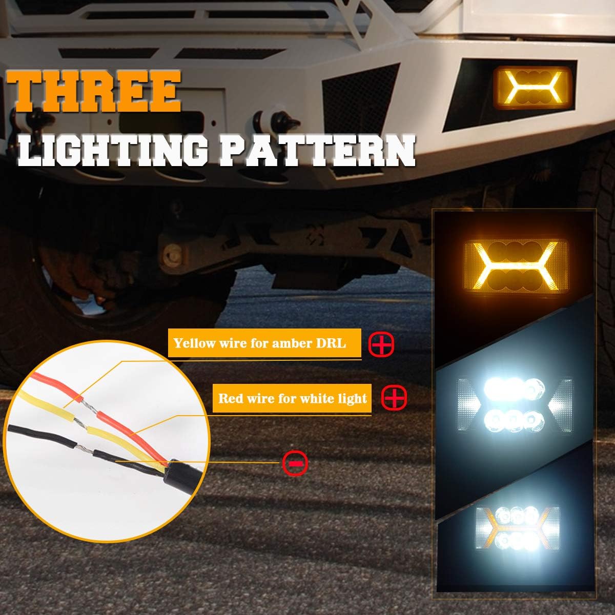 Barras luz LED DRL ámbar 24W para Jeep Ford SUV camión
