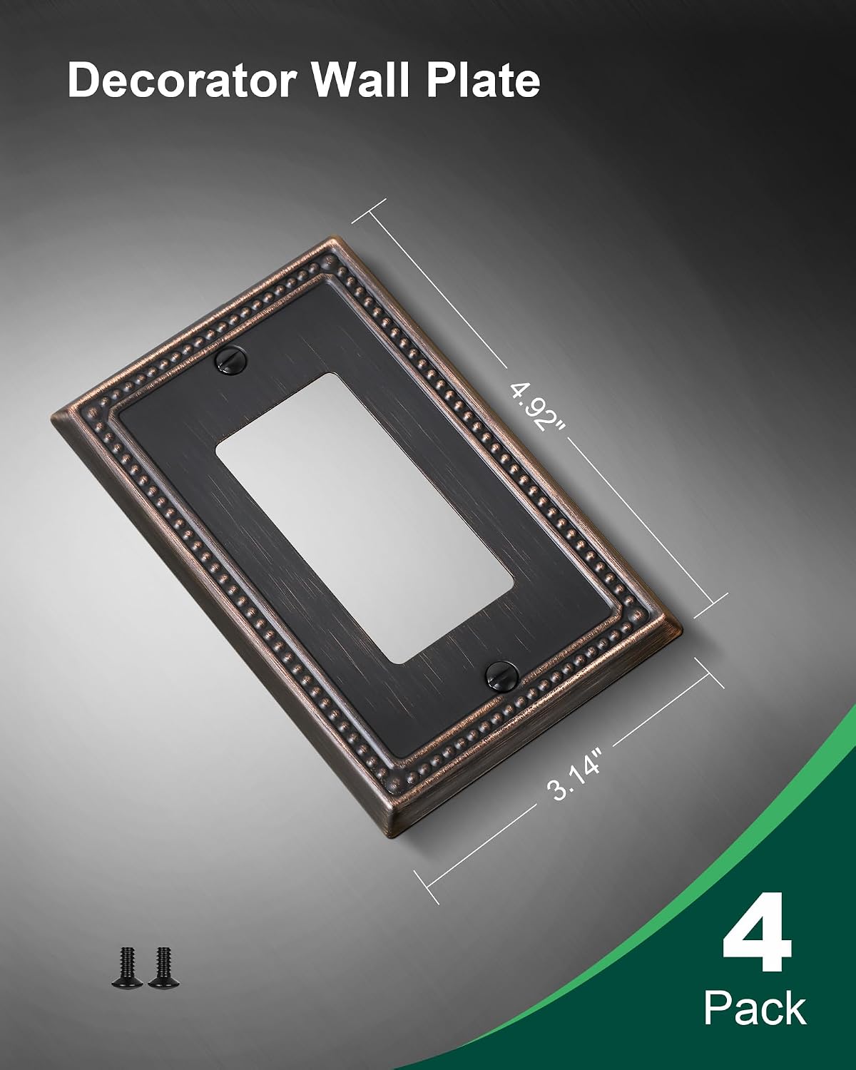 4 Cubiertas enchufe decorativas metal envejecido bronce