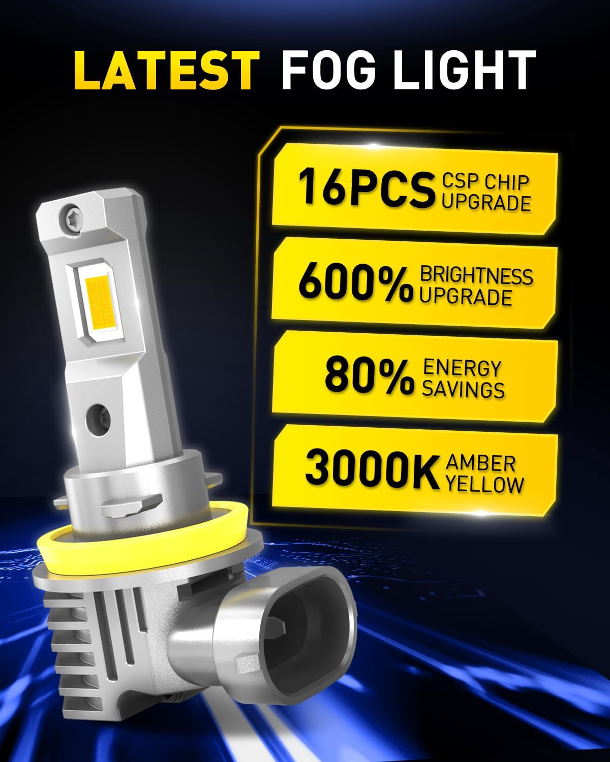 Bombillas LED H11 Antiniebla Amarilla 3000K Pack 2
