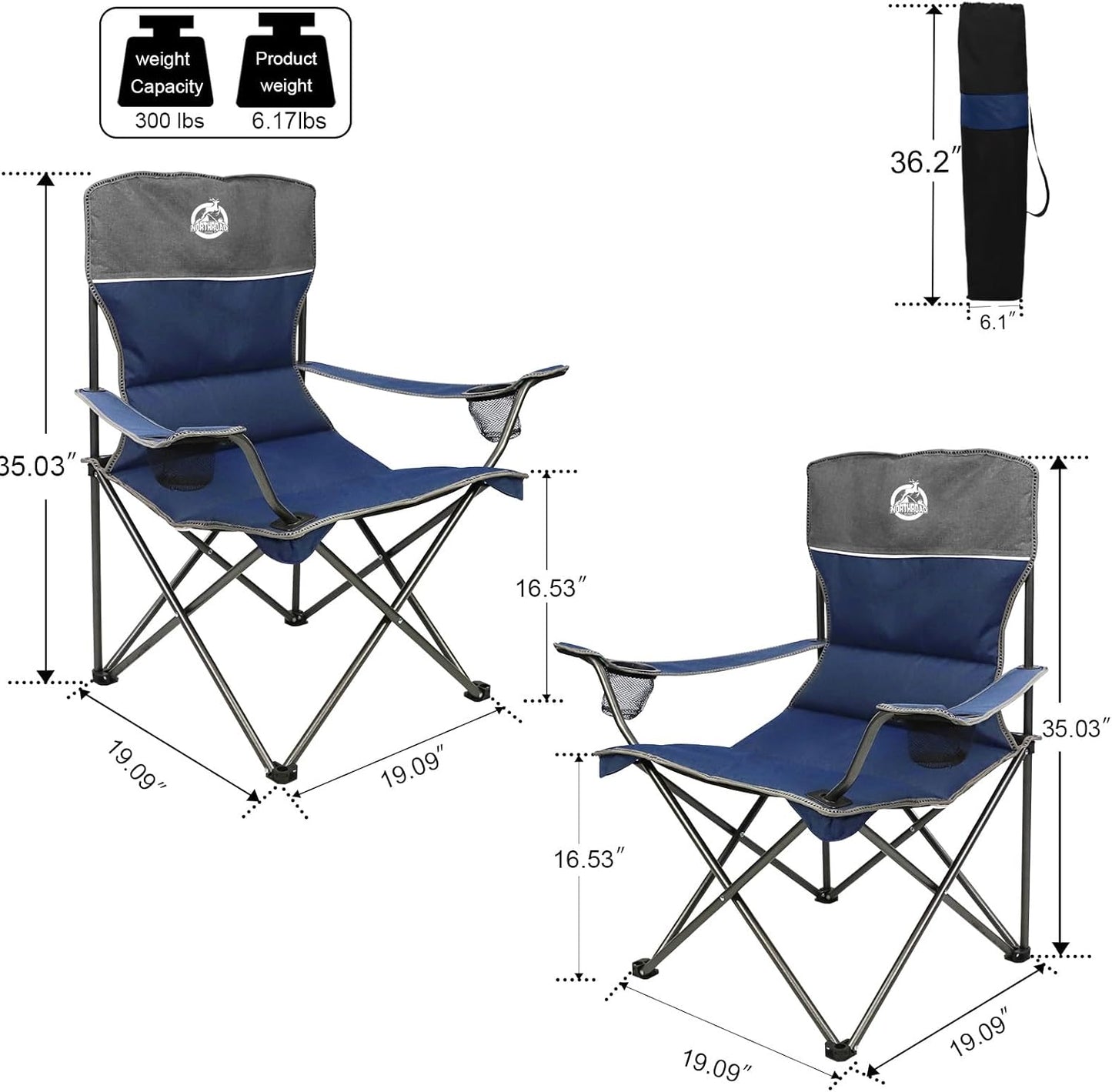 Set 4 sillas plegables para acampar con mesa y sofá azul