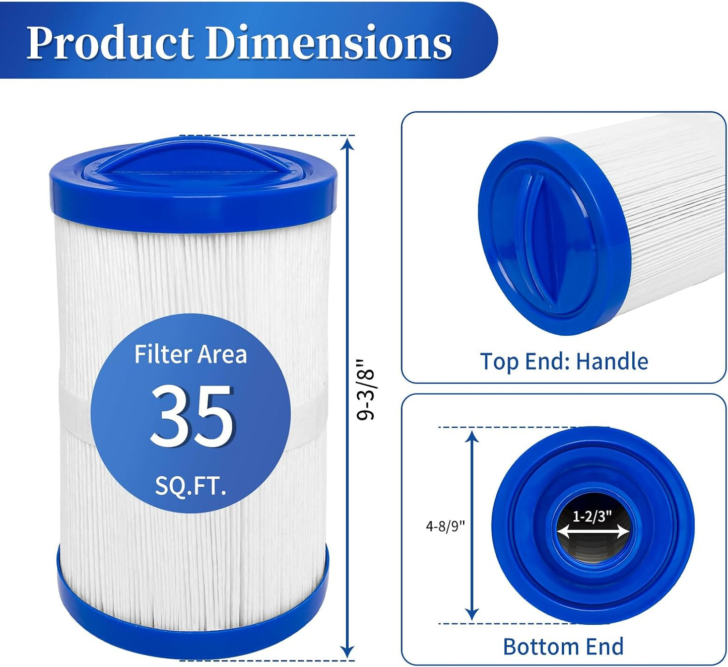 Cartucho filtro hidromasaje 35" repuesto Plea Uni cel Water Way