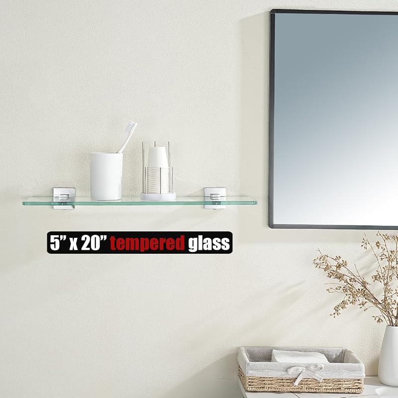 Estante baño vidrio templado acero inox 50x12" set 2
