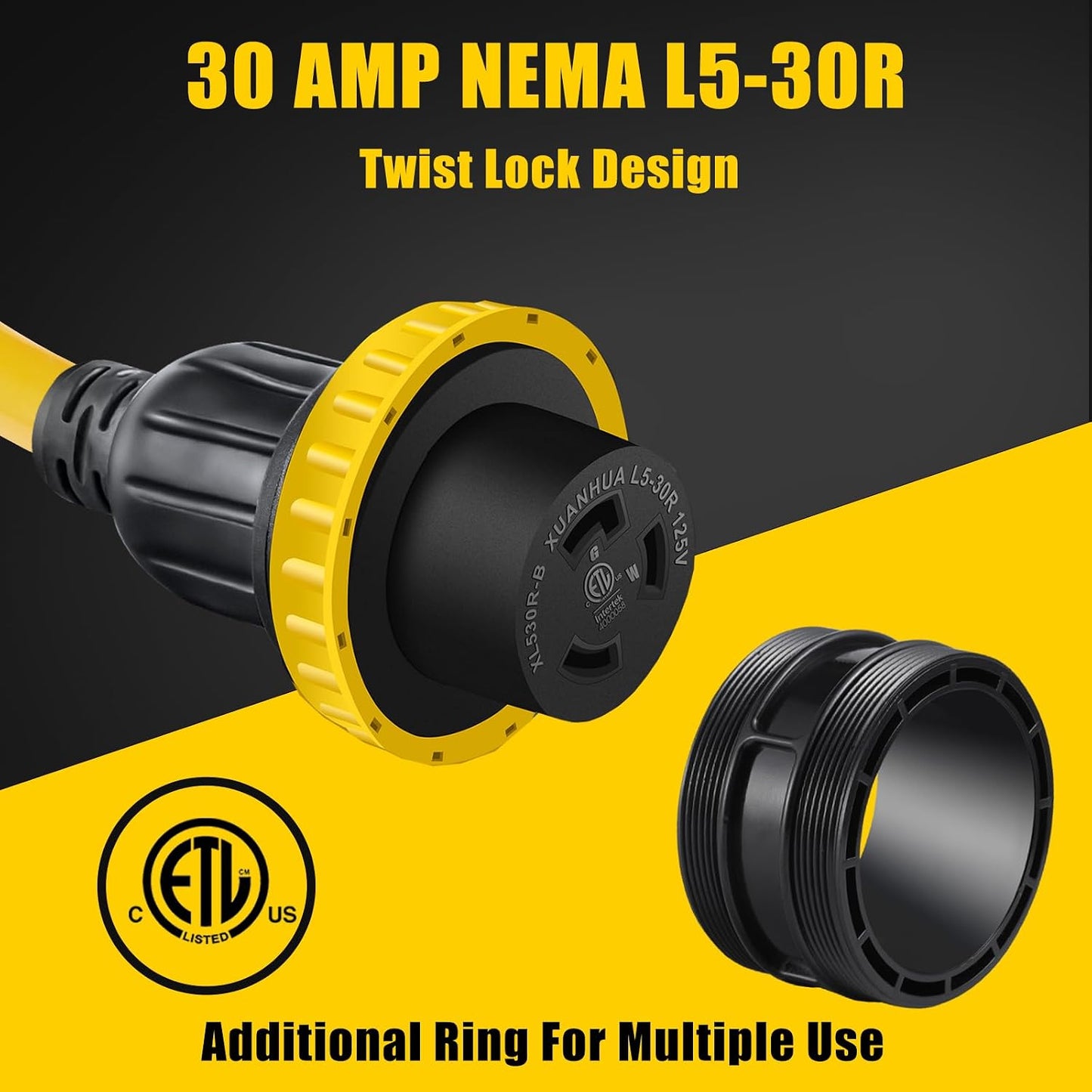 Cable extensión RV 30A 15pies NEMA TT-30P a L5-30R