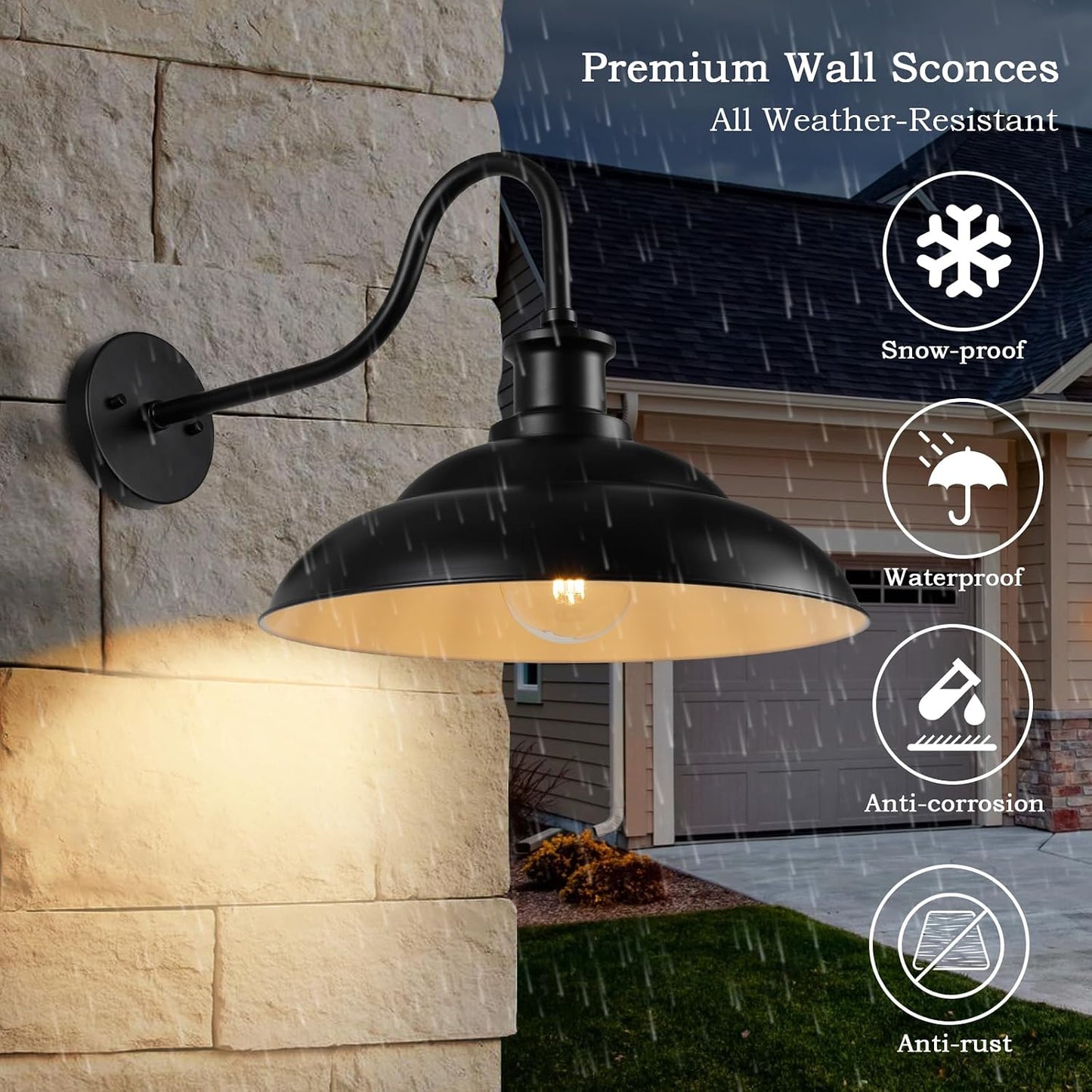Lámpara granero exterior aplique pared 16pulg estilo granja