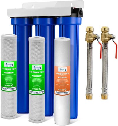 Sistema filtro agua 3 etapas reduce cloro sedimentos