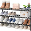 Zapatero negro de bambú 3 niveles apilable entrada pasillo