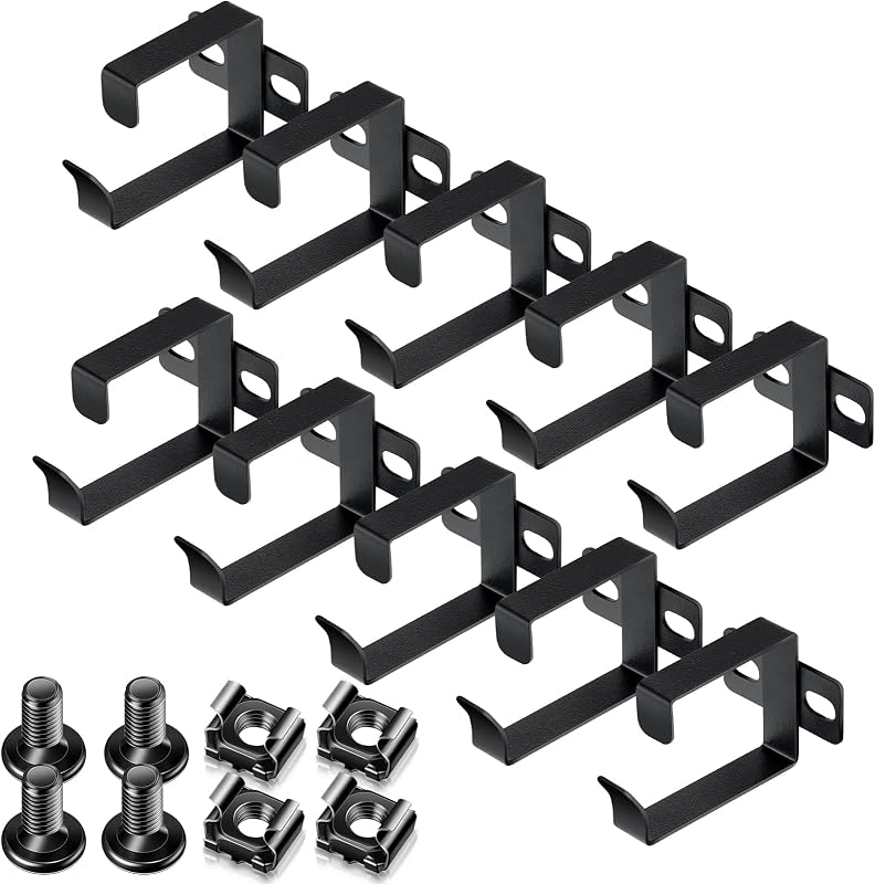10 Ganchos Anillo D para Rack Servidor Organiz. Cables Negro