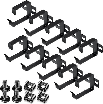 10 Ganchos Anillo D para Rack Servidor Organiz. Cables Negro