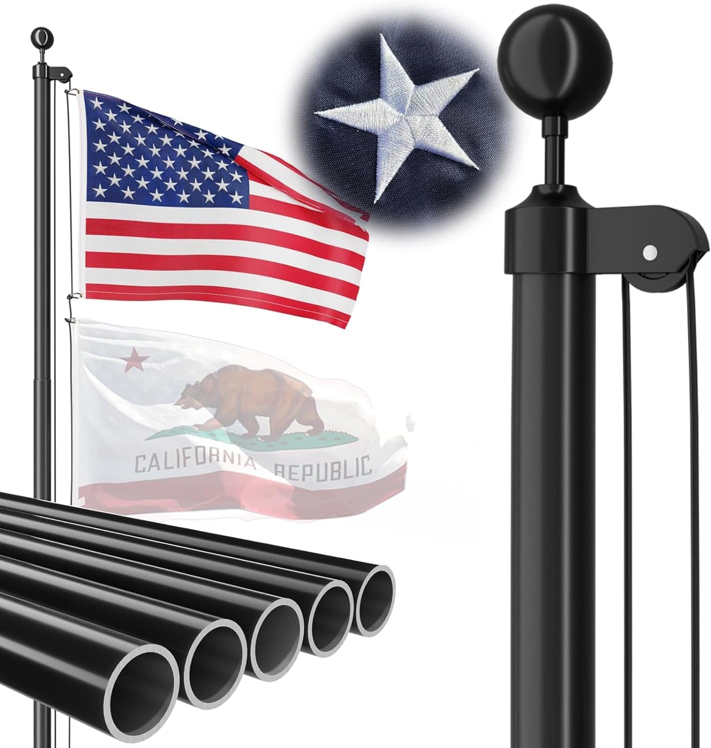 Poste bandera 16ft aluminio 95HBW 100MPH