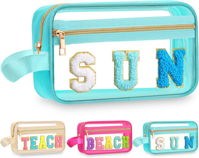 Bolsa maquillaje chenilla transparente con cremallera portátil