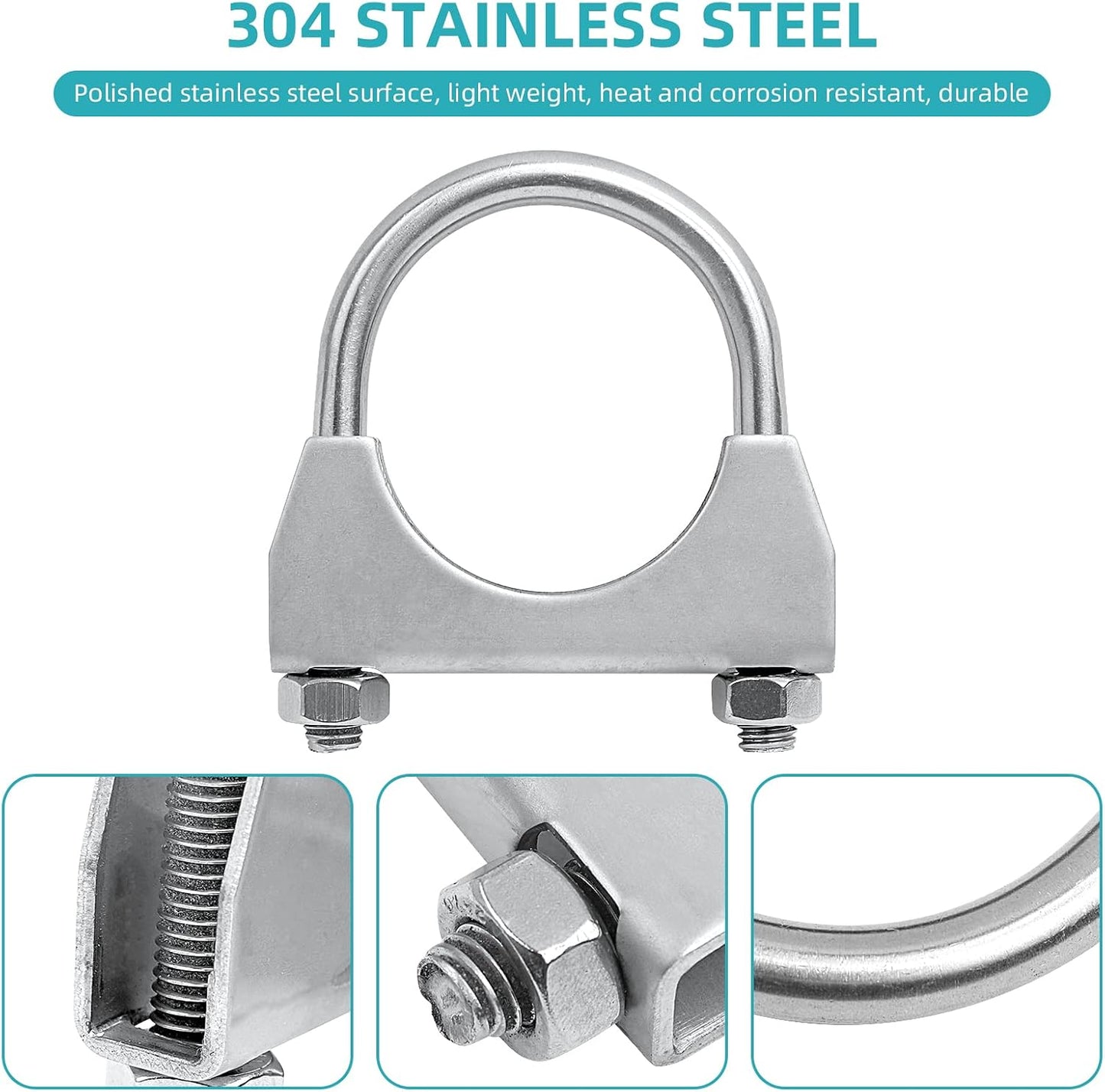 Abrazadera universal escape acero inox U 1pulg set 2