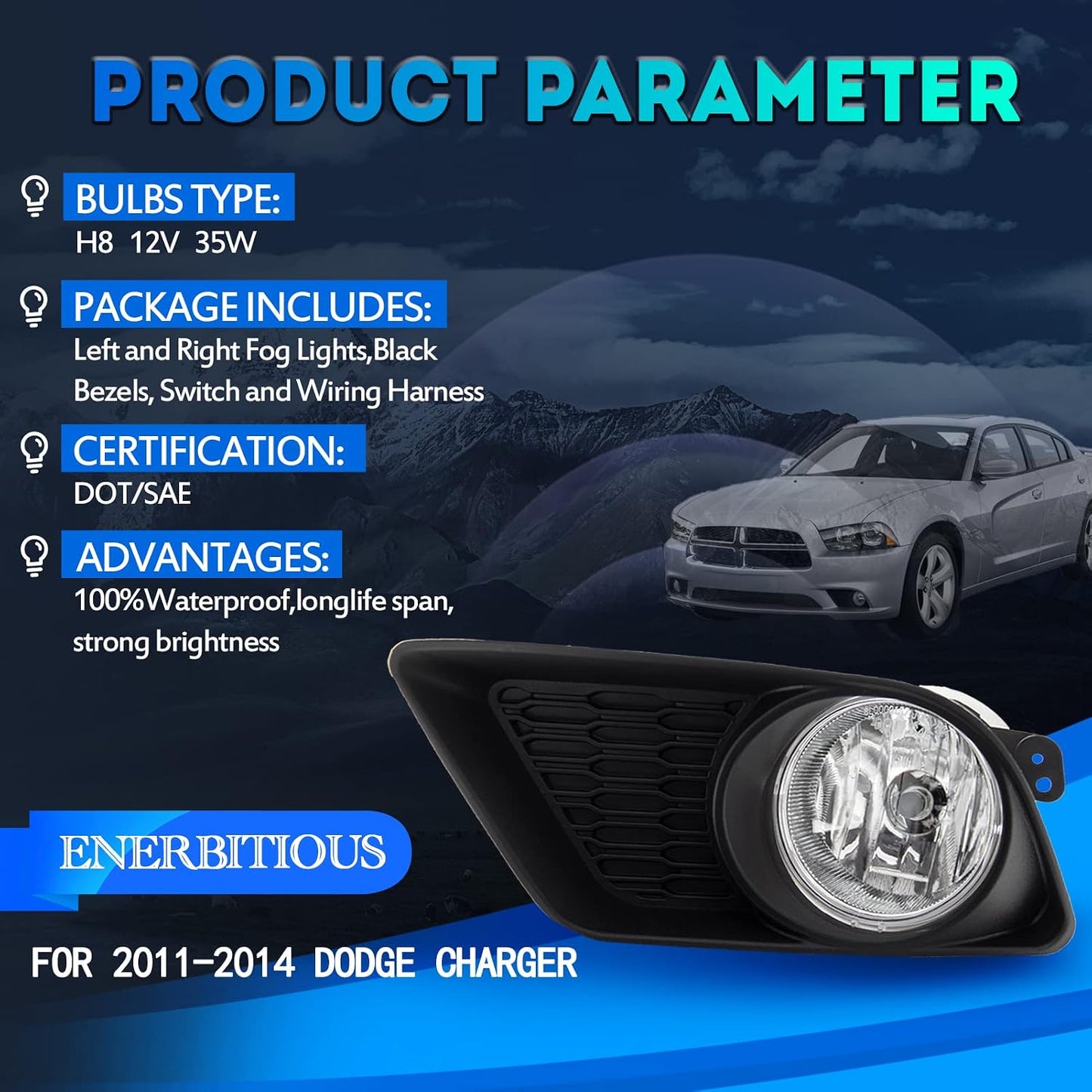 Lámparas antiniebla Dodge Charger 11-14 comp H8 12V 35W